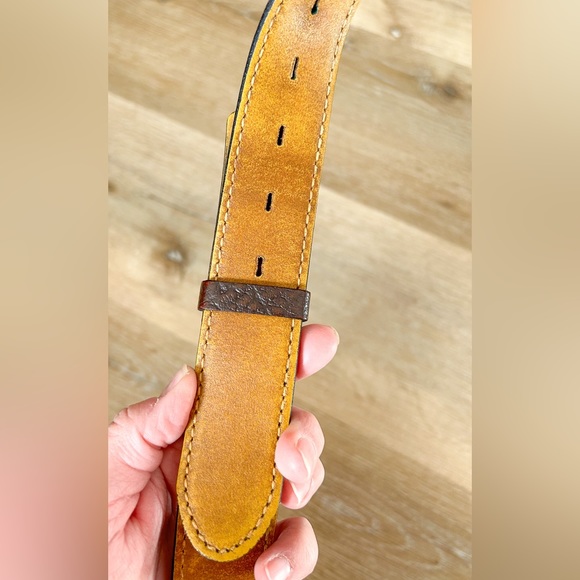 Vtg Tony Lama Dark Chocolate Brown Bull-hide Leather Western Belt Size 38 - Picture 7 of 9